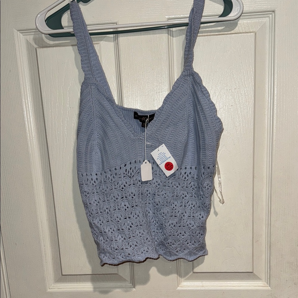 Almost Famous Light Blue Crochet Knit Camisole